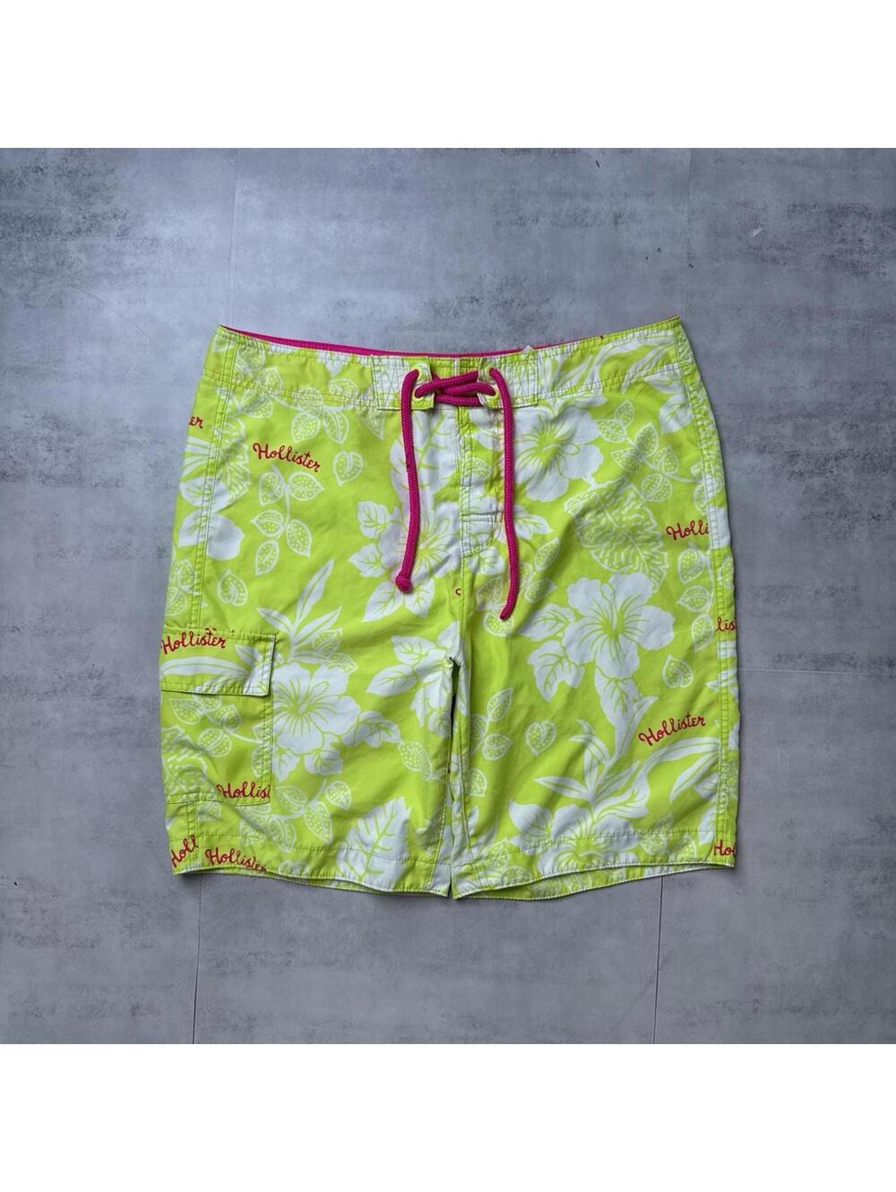 Y2K Hollister 00s Surf Yellow Pink Surf Board Shorts